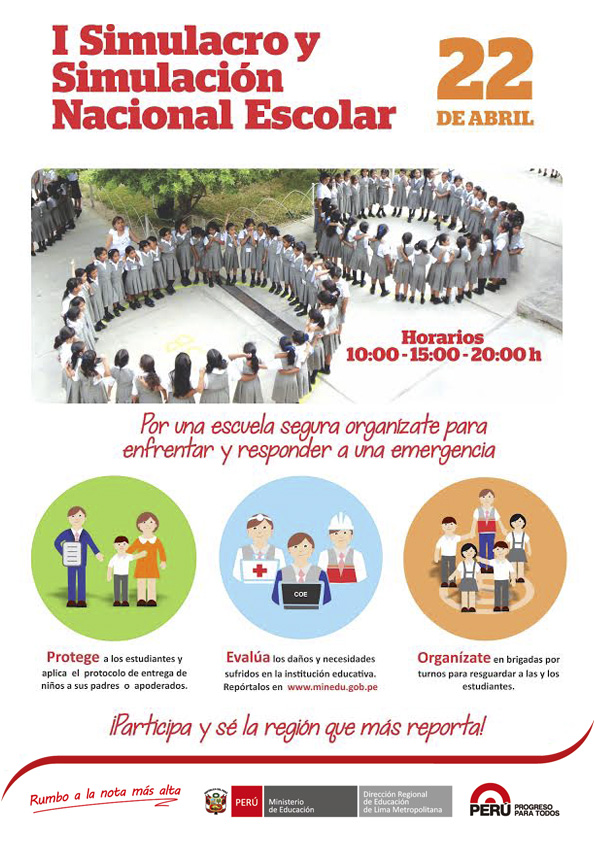 afiche primer simulacr y simulacion nacional escolar